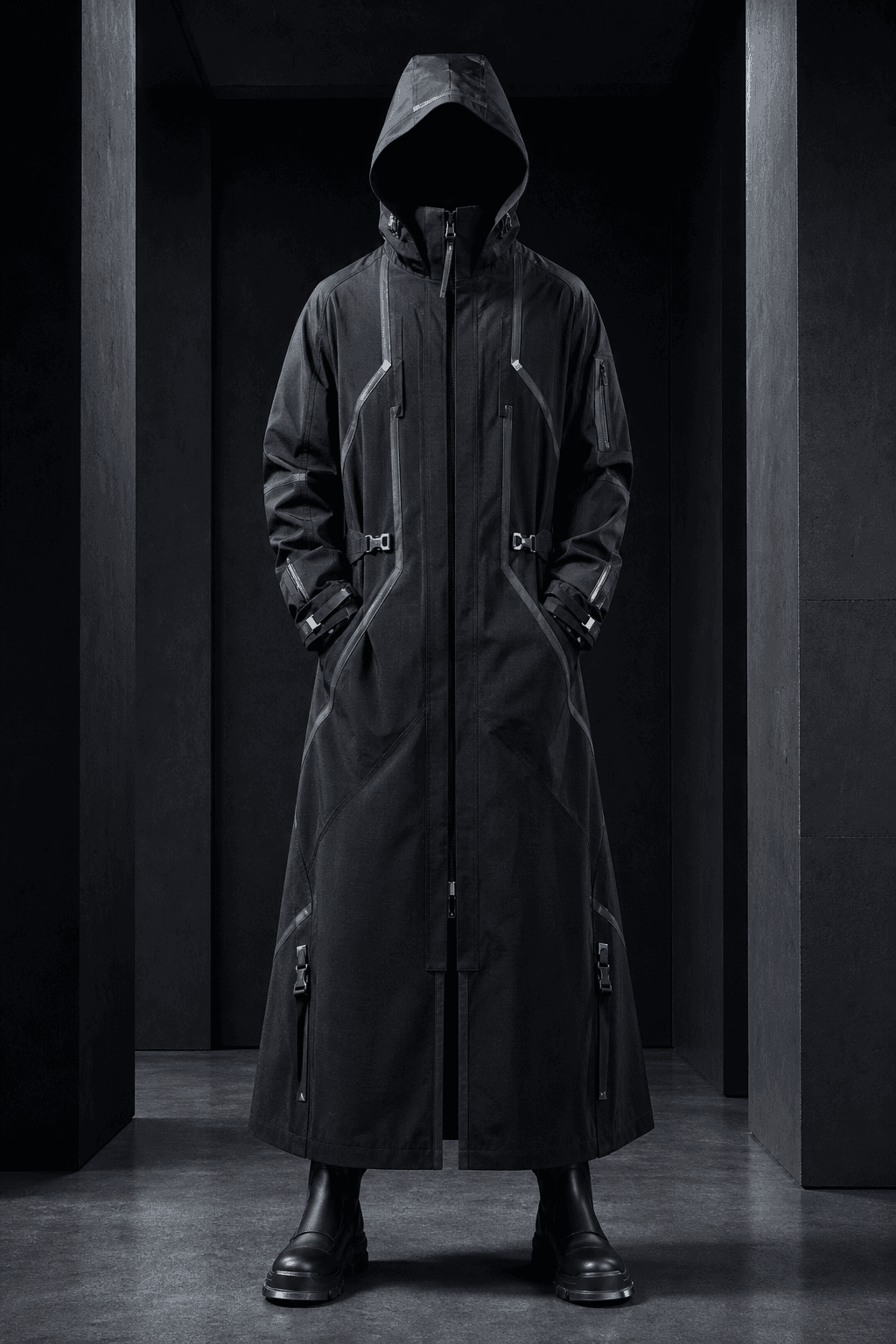 Circuit Coat en negro, vista frontal